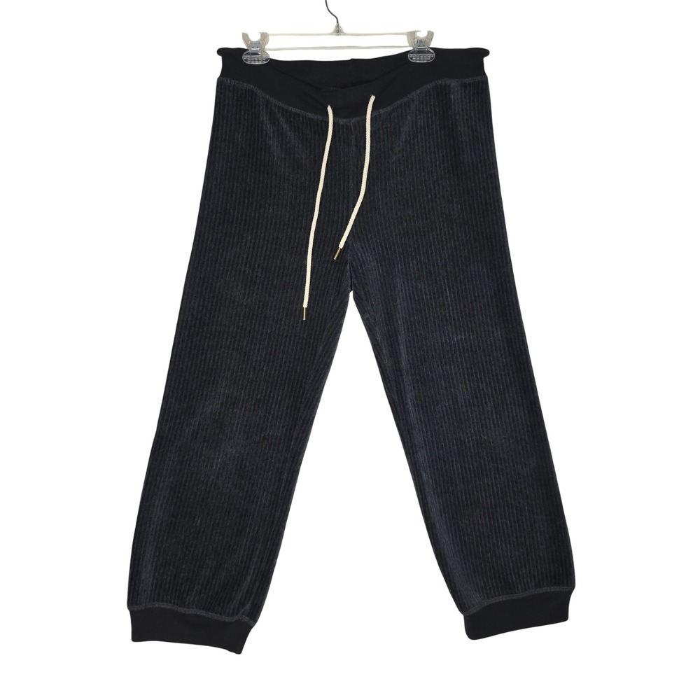 THE GREAT Ribbed Velour Track Pants Joggers Charcoal Gray Sz 0 Oversized Luxury